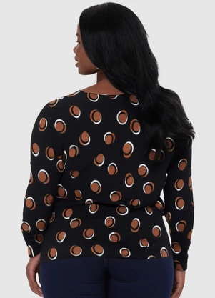 Malwee - Blusa Feminina Poá Plus Preto - MALWEE