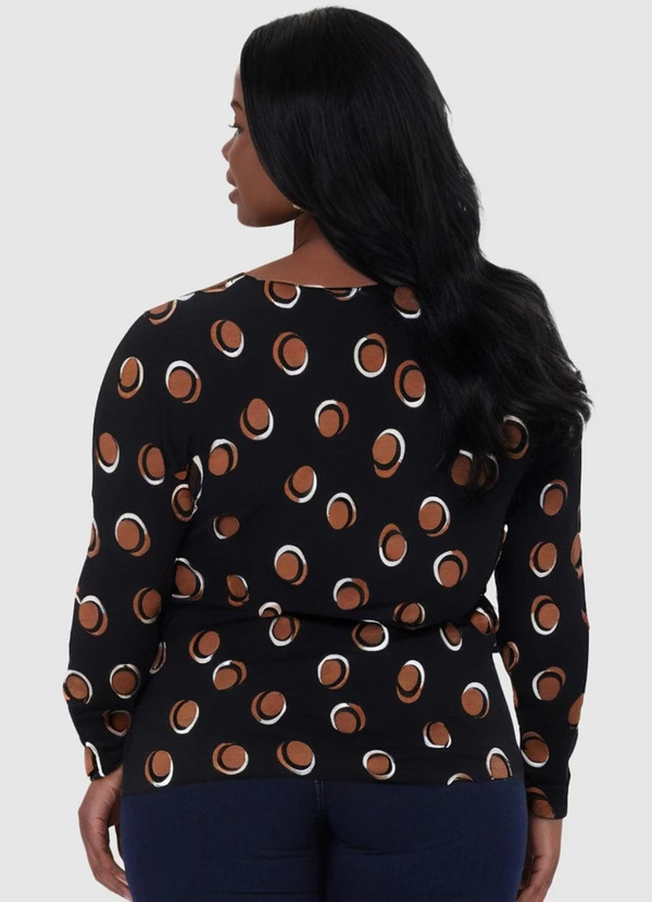 Malwee - Blusa Feminina Poá Plus Preto 2