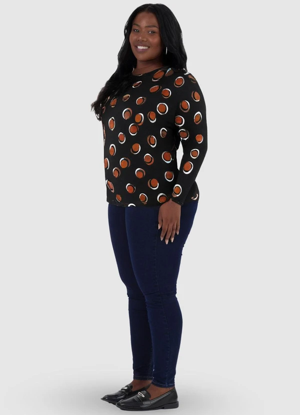 Malwee - Blusa Feminina Poá Plus Preto 3