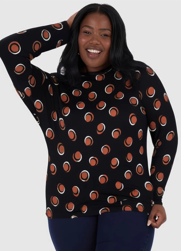 Malwee - Blusa Feminina Poá Plus Preto 4