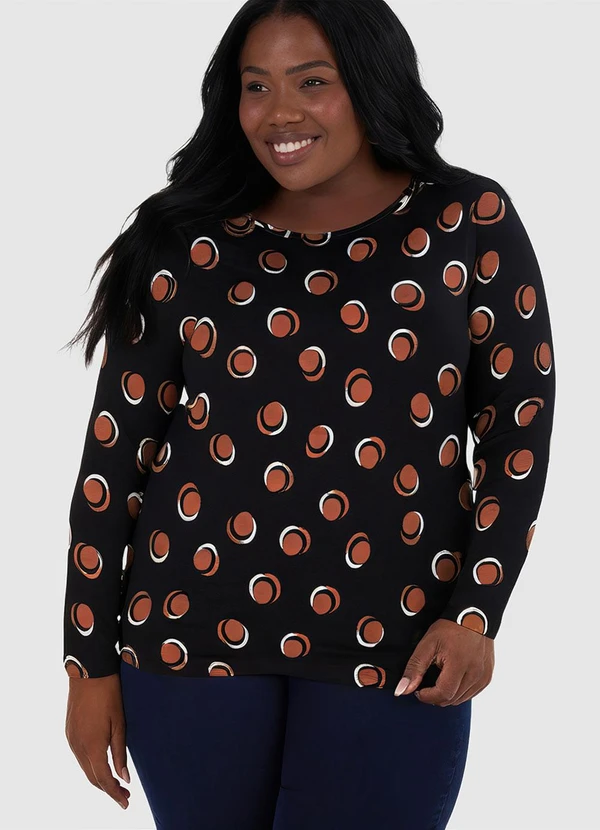 Malwee - Blusa Feminina Poá Plus Preto 5