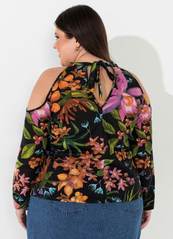 Outlet - Blusa Floral com Amarração Plus Size 2