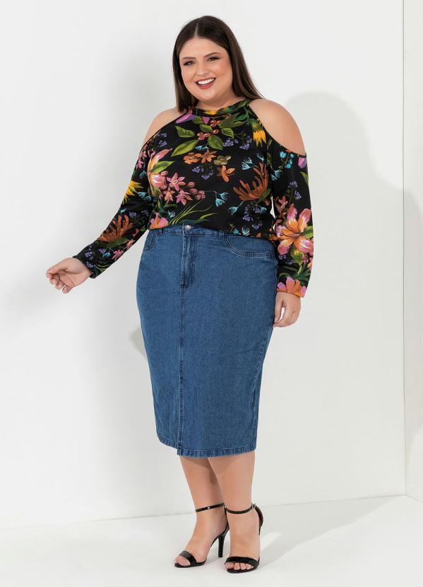 Outlet - Blusa Floral com Amarração Plus Size 3