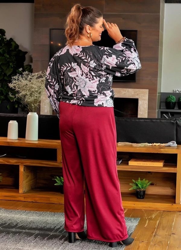 Marguerite - Blusa Floral Preta em Malha 5