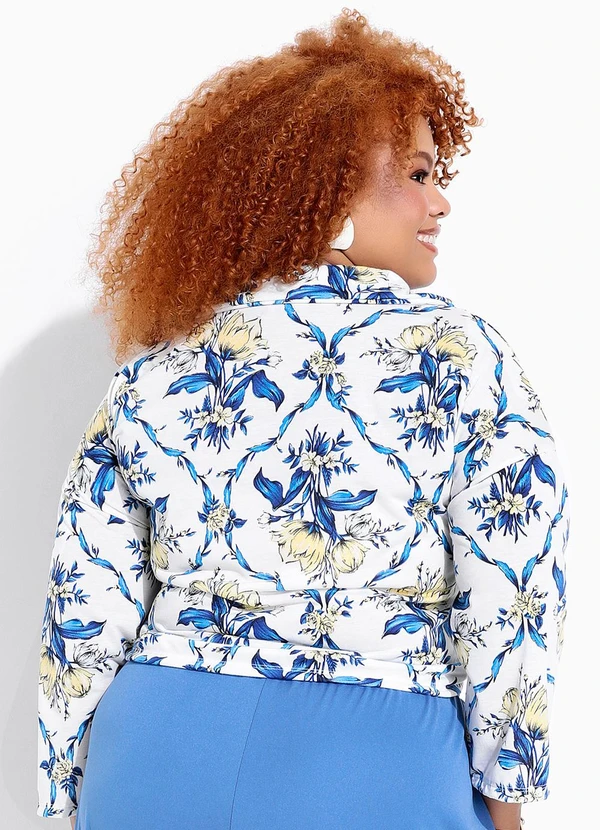 Marguerite - Blusa Floral Ramos Branca em Malha 2