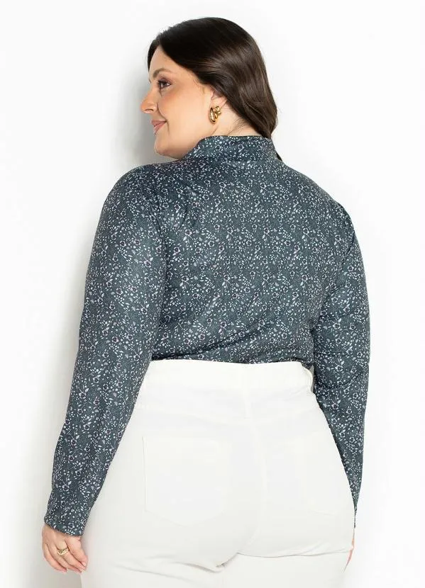 Marguerite - Blusa Floral Verde com Gola Babado Plus Size 2