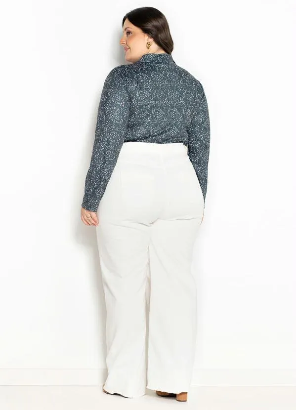 Marguerite - Blusa Floral Verde com Gola Babado Plus Size