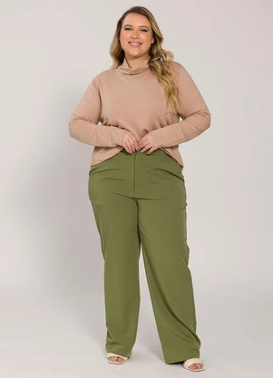 Lisamour - Blusa Gola Alta de Manga Longa Marrom - LISAMOUR