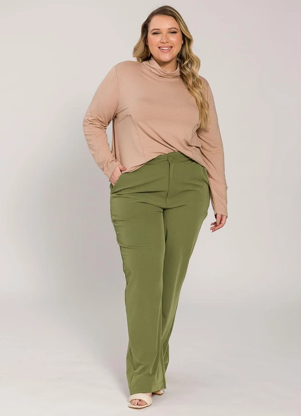 Lisamour - Blusa Gola Alta de Manga Longa Marrom 3