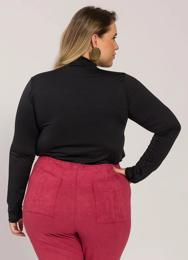 Lisamour - Blusa Gola Alta de Manga Longa Preta 2