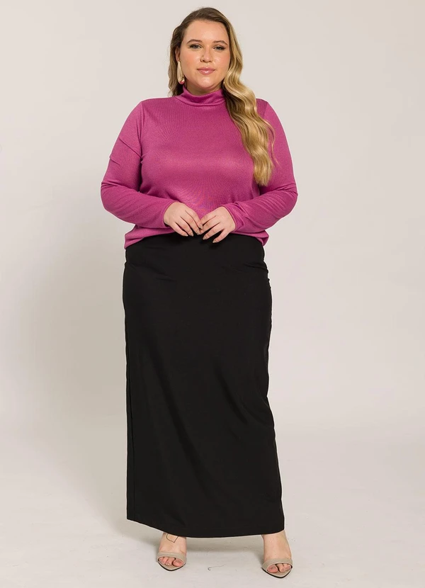 Lisamour - Blusa Gola Alta de Manga Longa Roxo