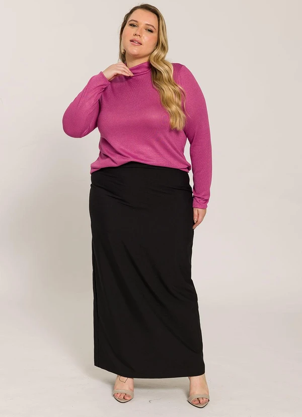 Lisamour - Blusa Gola Alta de Manga Longa Roxo 4