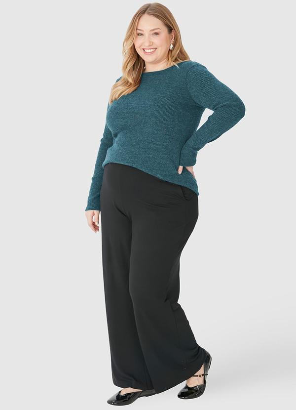 Malwee - Blusa Justa Canelada em Tricot Plus Azul 3