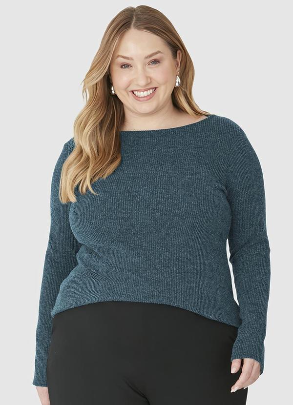 Malwee - Blusa Justa Canelada em Tricot Plus Azul 4
