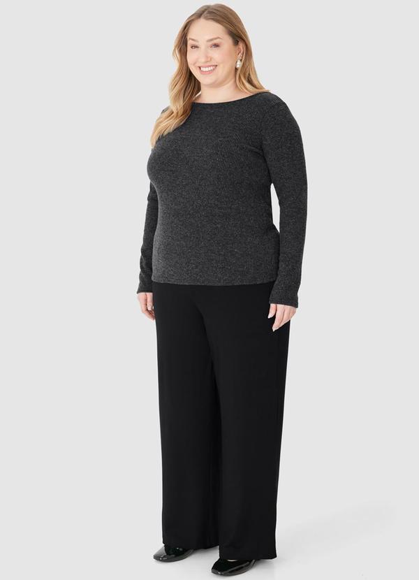 Malwee - Blusa Justa Canelada em Tricot Plus Preto 3
