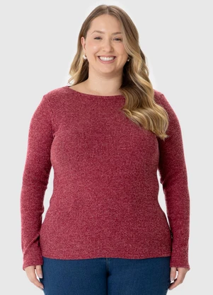 Malwee - Blusa Justa Canelada em Tricot Vermelho - MALWEE