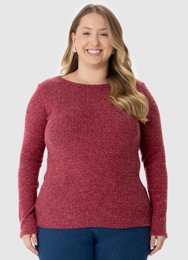 Malwee - Blusa Justa Canelada em Tricot Vermelho