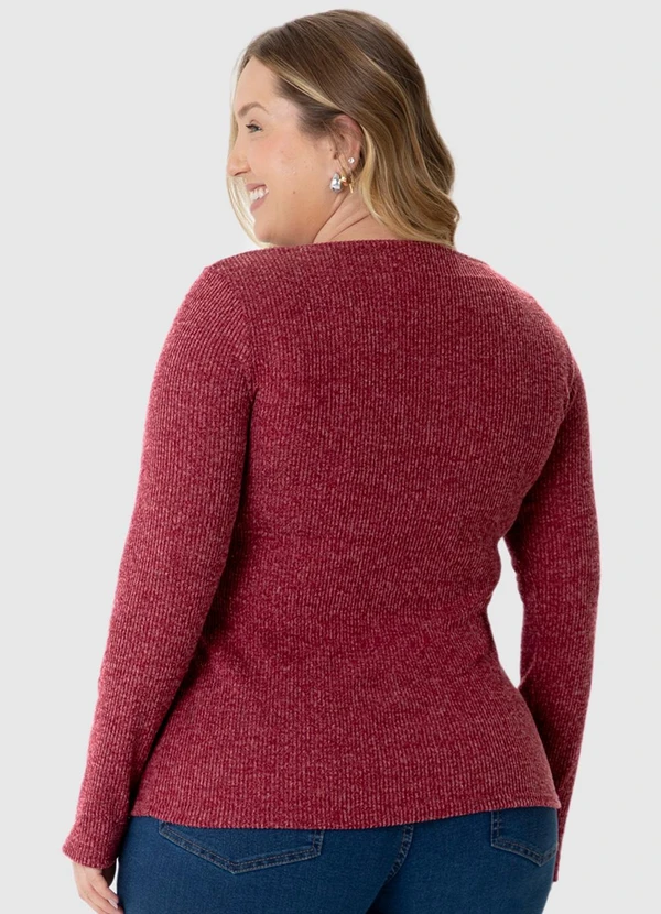 Malwee - Blusa Justa Canelada em Tricot Vermelho 3