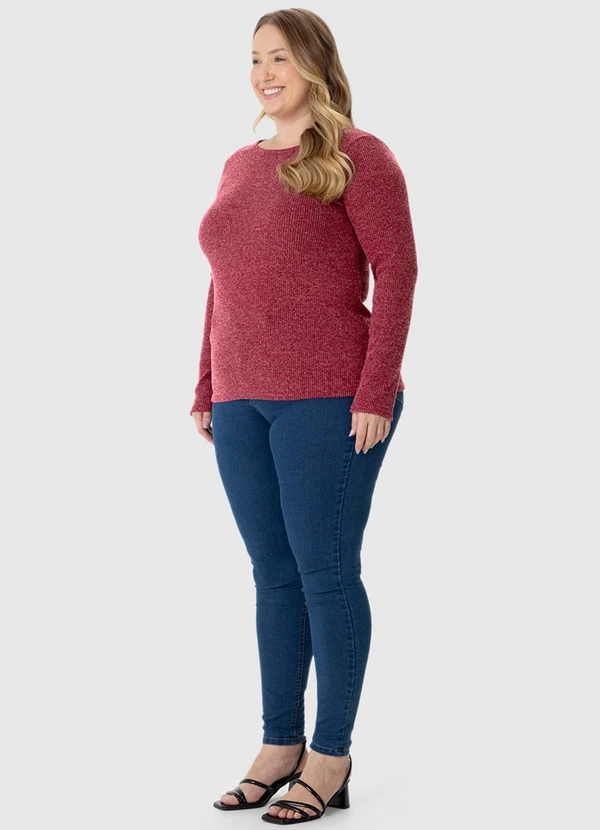 Malwee - Blusa Justa Canelada em Tricot Vermelho 2