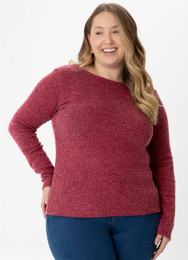 Malwee - Blusa Justa Canelada em Tricot Vermelho 1