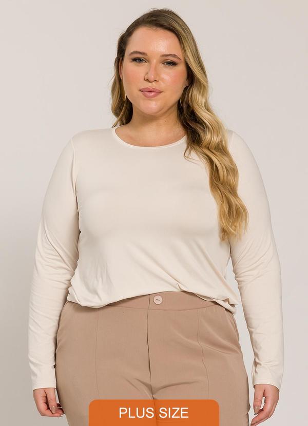 Lisamour - Blusa Lisa de Manga Longa Bege