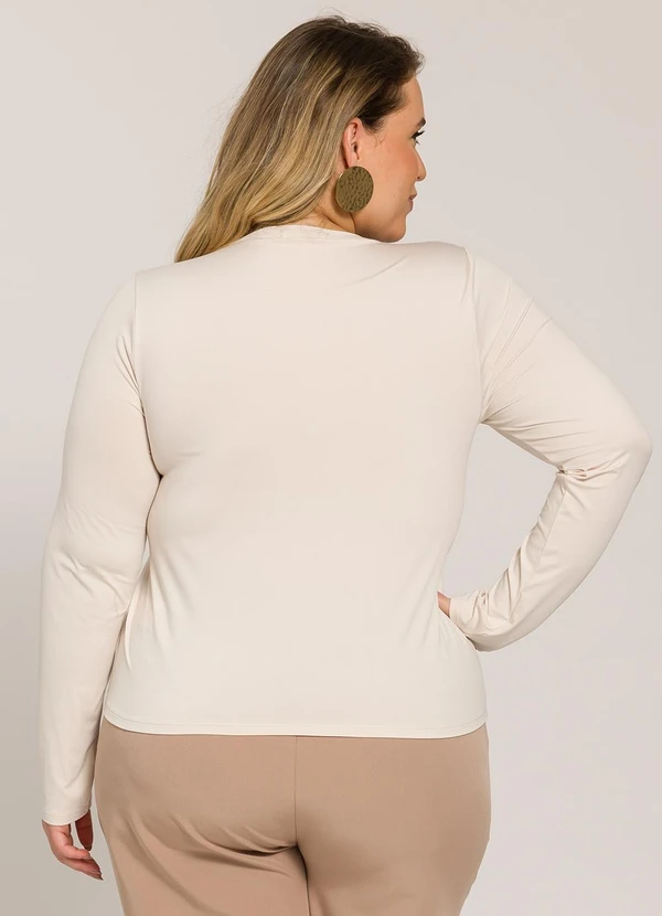 Lisamour - Blusa Lisa de Manga Longa Bege 2