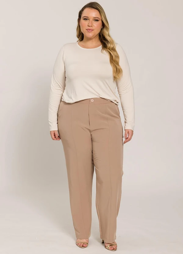 Lisamour - Blusa Lisa de Manga Longa Bege 3