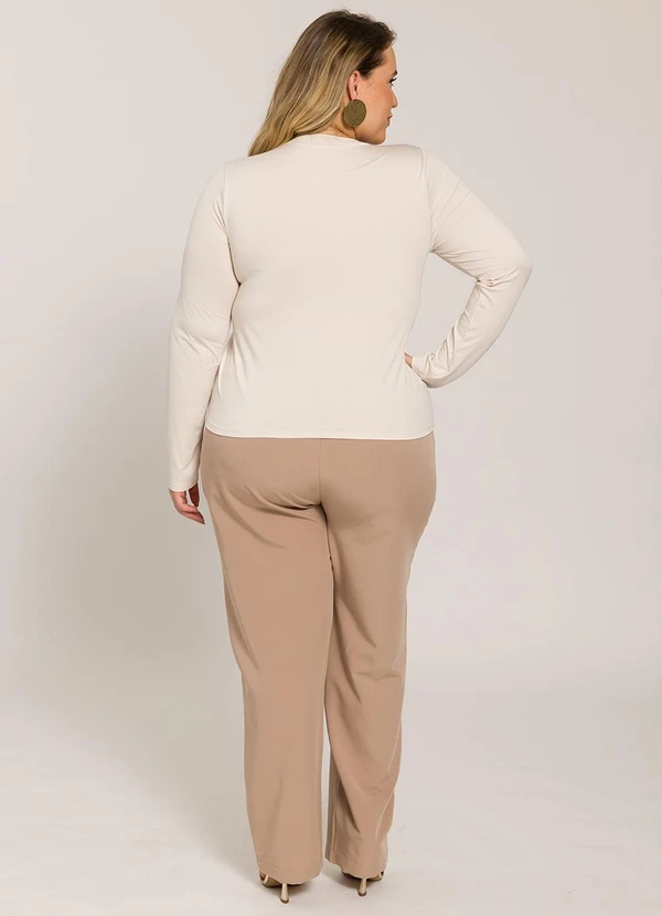 Lisamour - Blusa Lisa de Manga Longa Bege 4