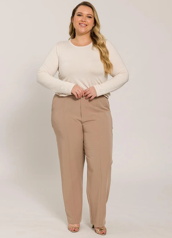 Lisamour - Blusa Lisa de Manga Longa Bege 5