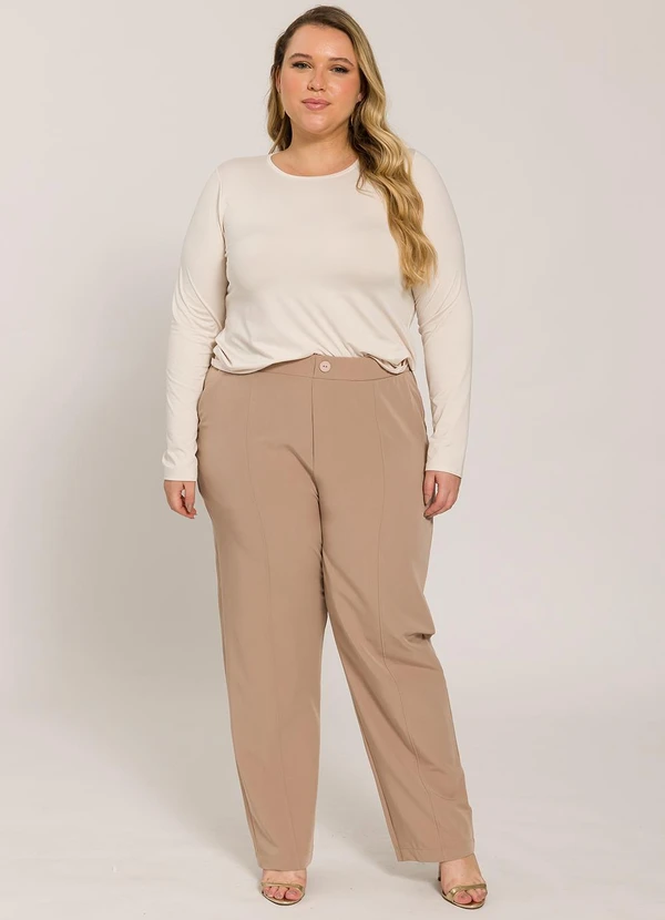 Lisamour - Blusa Lisa de Manga Longa Bege 6