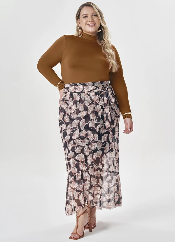 Lisamour - Blusa Lisa de Manga Longa Marrom 2