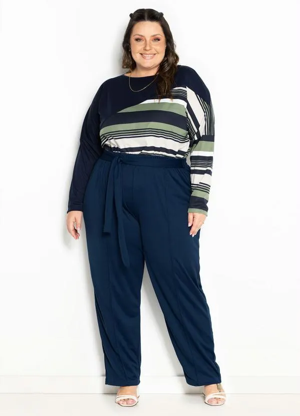 Marguerite - Blusa Listras Verde com Recortes Plus Size 4