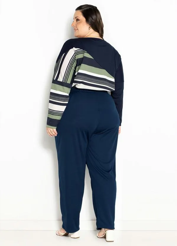 Marguerite - Blusa Listras Verde com Recortes Plus Size 5