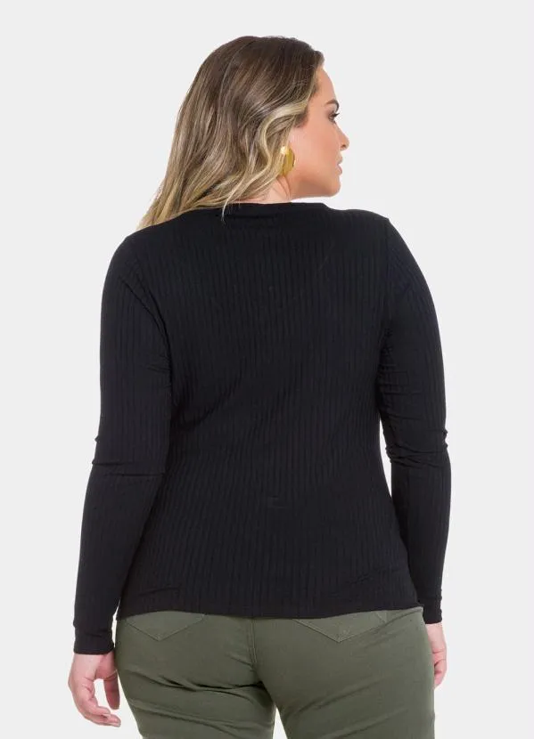 Lunender Mais Mulher - Blusa Malha Canelado Tracy Preto Reativo 2