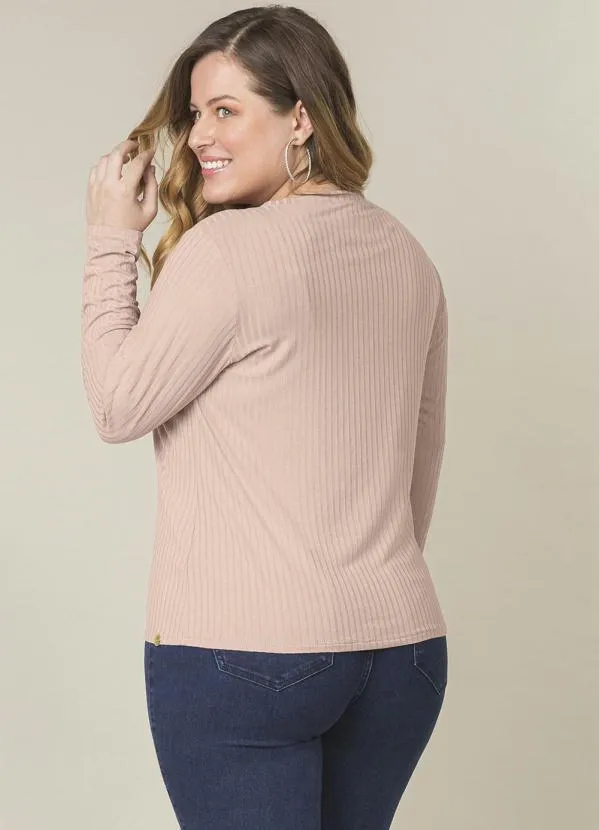 Lunender Mais Mulher - Blusa Malha Canelado Tracy Rosa 2