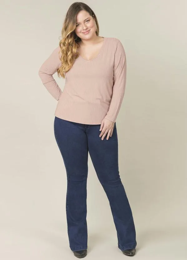 Lunender Mais Mulher - Blusa Malha Canelado Tracy Rosa 3