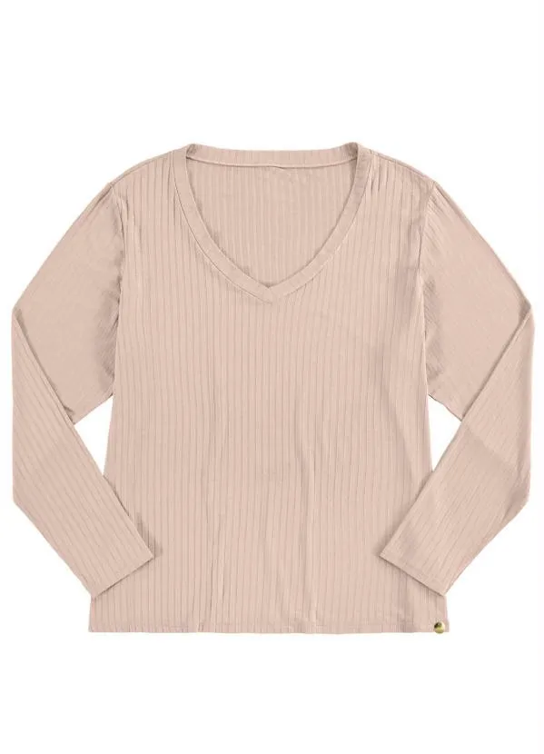 Lunender Mais Mulher - Blusa Malha Canelado Tracy Rosa 5