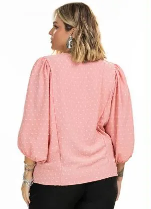 Secret Glam - Blusa Manga 7/8 Air Flow Poa Rosa - SECRET GLAM