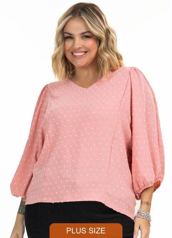 Secret Glam - Blusa Manga 7/8 Air Flow Poa Rosa