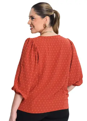 Secret Glam - Blusa Manga 7/8 Air Flow Poa Terracota - SECRET GLAM