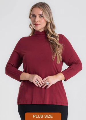 Secret Glam - Blusa Manga 7/8 Viscotorcion Plus Size Vermelho - SECRET GLAM
