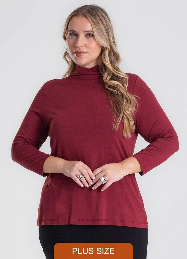 Secret Glam - Blusa Manga 7/8 Viscotorcion Plus Size Vermelho 1