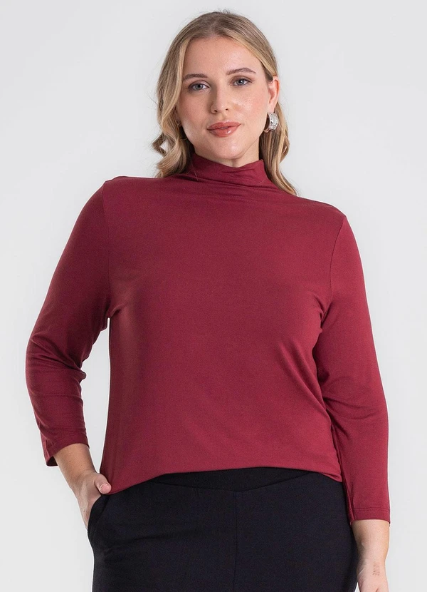 Secret Glam - Blusa Manga 7/8 Viscotorcion Plus Size Vermelho 4