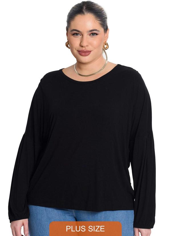 Secret Glam - Blusa Manga 7/8 Viscotorcion Preto