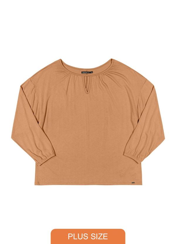 Rezzato - Blusa Manga Ampla Plus Size Feminino Marrom
