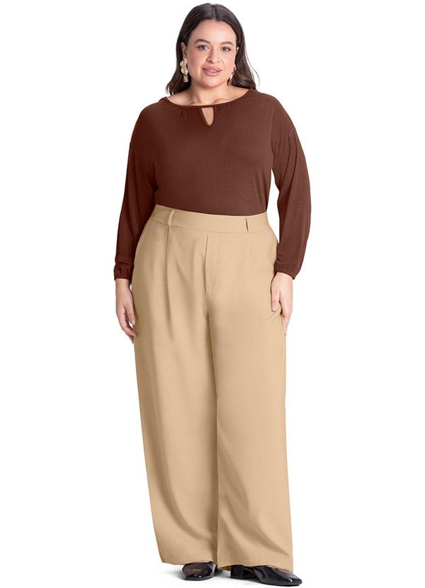 Rezzato - Blusa Manga Ampla Plus Size Feminino Marrom 3