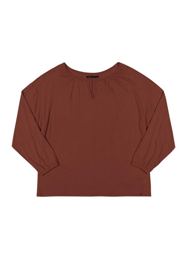 Rezzato - Blusa Manga Ampla Plus Size Feminino Marrom 4