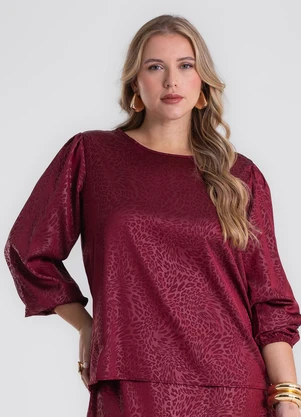 Secret Glam - Blusa Manga Bufante Plus Size Vermelho - SECRET GLAM
