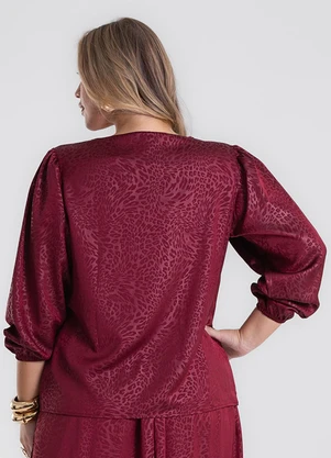 Secret Glam - Blusa Manga Bufante Plus Size Vermelho - SECRET GLAM