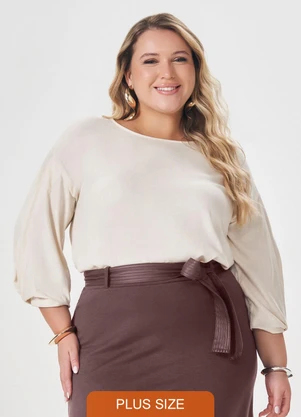 Lisamour - Blusa Manga Longa Ampla Bege - LISAMOUR